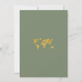 Gold World Map Destination Sage Green Wedding Einladung (Rückseite)