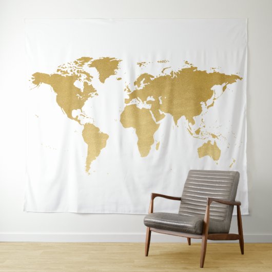Gold World Map Detaillierte Globe-Hintergrund-Band Wandteppich (Beispiel (Horizontal))