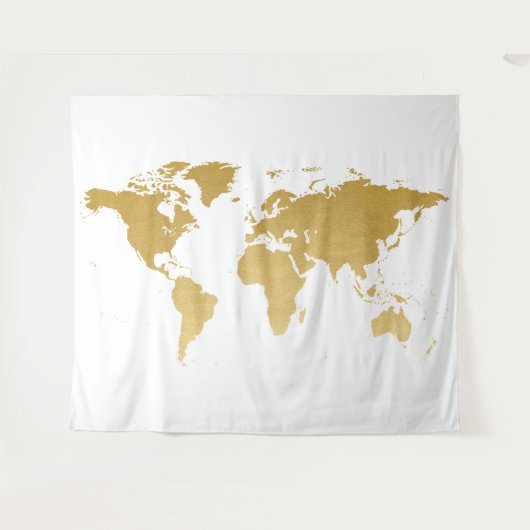 Gold World Map Detaillierte Globe-Hintergrund-Band Wandteppich (Vorderseite (Horizontal))