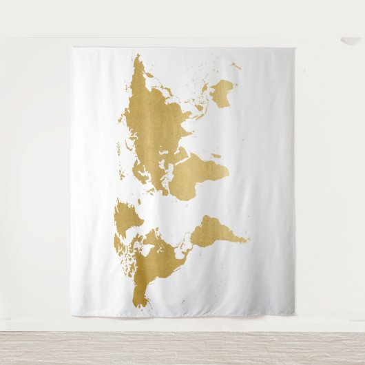 Gold World Map Detaillierte Globe-Hintergrund-Band Wandteppich (Vorderseite)