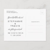 Gold World Map Minimal Save the Date Postkarte (Rückseite)