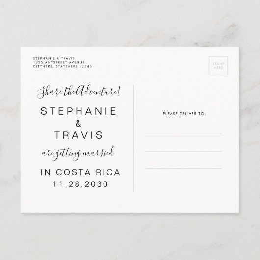 Gold World Map Minimal Save the Date Postkarte (Rückseite)