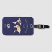Gold World Map Monogram Traveller Gepäckanhänger (Vorderseite (Horizontal))