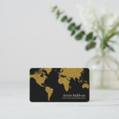 Gold World Map Oversified International Black Visitenkarte (Stehend Vorderseite)
