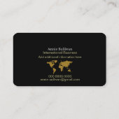 Gold World Map Oversified International Black Visitenkarte (Rückseite)