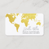 Gold World Map Reiseberater Visitenkarte (Vorderseite)