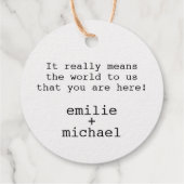 Gold World Map Reisethema Vielen Dank Geschenkanhänger (Rückseite)