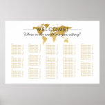 Gold World Map Reisethemenübersicht Poster<br><div class="desc">Elegante goldene Weltkarte "Wo in der Welt sitzt ihr" Sitzplan, perfekt für Hochzeiten, Brautparty- oder Babydusche, Bar- oder Fledermausbeizvahs, wo die Liebe des Abenteuers gefeiert wird und die Gäste auf eine virtuelle Weltreise vorbereitet werden! Weitere Optionen finden Sie im Designer-Shop für benutzerdefinierte Papierwerke. Bitte behalt dir, wie viele Namen auf...</div>