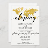 Gold World Map Wir erarbeiten Empfang laden Einladung (Vorne/Hinten)