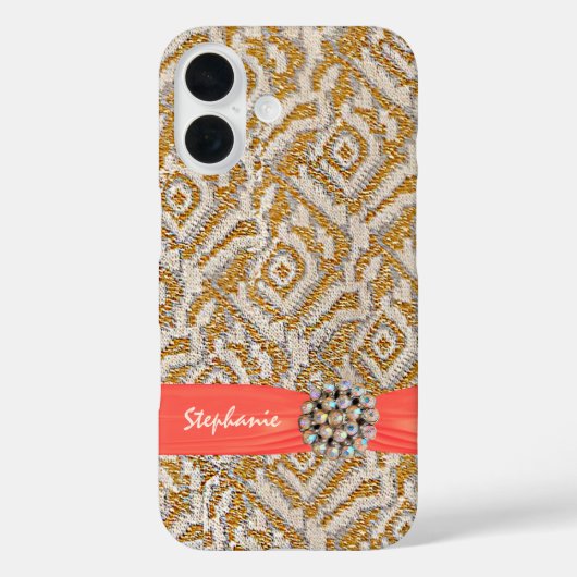 Gold Woven Fabric mit Ribbon und Kristall Case-Mate iPhone Hülle (Rückseite)