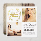 Gold Wreath Class of Graduation Graduate Photo Ankündigung (Vorne/Hinten)