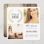 Gold Wreath Class Student Graduate Foto Cards Ankündigung (Vorne/Hinten)