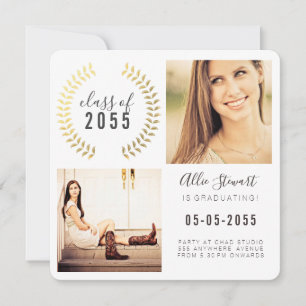 Gold Wreath Class Student Graduate Foto Cards Ankündigung