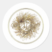 Gold Wreath Frohe Weihnachtskleber Runder Aufkleber (Vorderseite)
