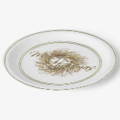 Gold Wreath Frohe Weihnachtspapierplatte Pappteller (Schrägansicht)