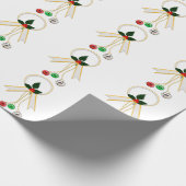 Gold Wreath Jingle Bells White Wrapping Paper Geschenkpapier (Ecke)