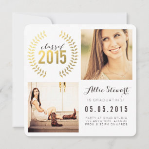 Gold-Wreath-Klasse 2015 Graduate-Foto-Karten Ankündigung
