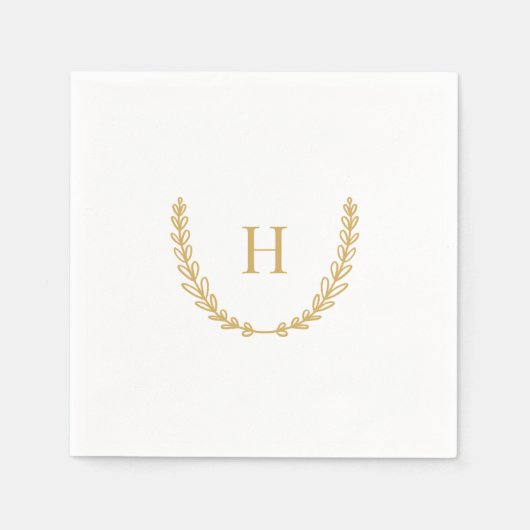 Gold-Wreath-Monogram Napkins Serviette (Vorderseite)