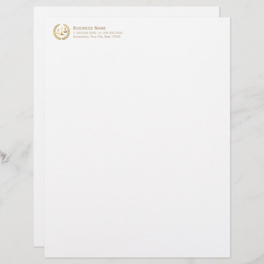 "Gold Wreath Scale of Justice Attorney Letterhead" Briefbogen (Vorne/Hinten)