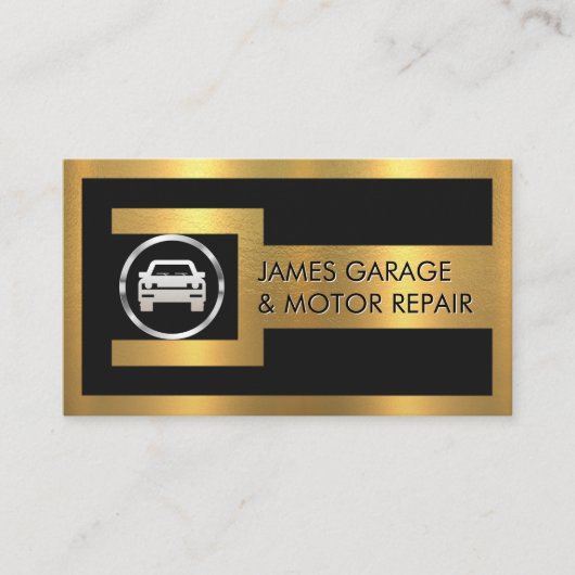 Gold Wrench Frame Silver Car Nut Logo Visitenkarte (Vorderseite)