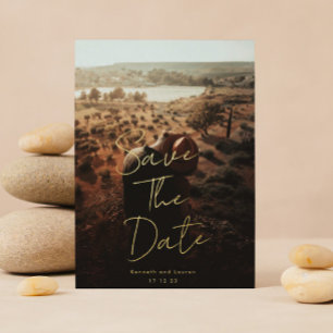 Gold Written Individuellen Namens Foto Save the Da Folieneinladung
