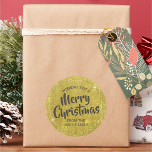 Gold wünscht Euch frohe Weihnachts-Custom-Stickers Runder Aufkleber