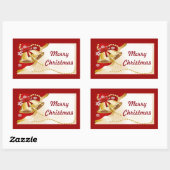 Gold XMas Glocken, Perlen und Schneeflocken Sticke Rechteckiger Aufkleber (Blatt)