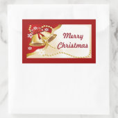 Gold XMas Glocken, Perlen und Schneeflocken Sticke Rechteckiger Aufkleber (Tasche)