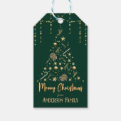 Gold Xmas Tree Smarald Green Frohe Weihnachten Geschenkanhänger (Vorderseite)