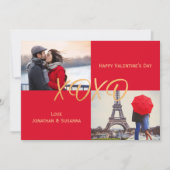 Gold XOXO Frohes Valentinstag Foto Feiertagskarte (Vorderseite)