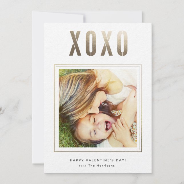Gold XOXO Imitate Folie Valentinstag Fotokarte Feiertagskarte (Vorderseite)
