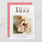 Gold XOXO Imitate Folie Valentinstag Fotokarte Feiertagskarte (Vorne/Hinten)