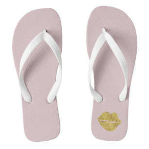Gold XOXO Lippen Badesandalen