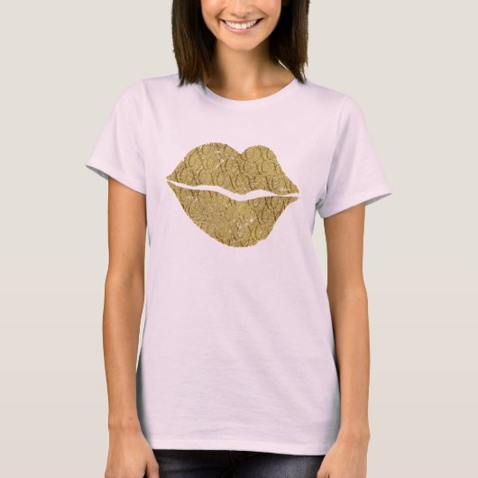 Gold XOXO Lippen T-Shirt (Vorderseite)