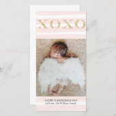 Gold XOXO Valentinstag Fotokarten Feiertagskarte (Vorne/Hinten)