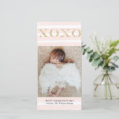 Gold XOXO Valentinstag Fotokarten Feiertagskarte (Stehend Vorderseite)