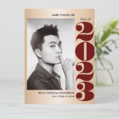 GOLD YEAR | BURGUNDY UNI FOTO ABSCHLUSS KARTE (Stehend Vorderseite)