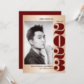 GOLD YEAR | BURGUNDY UNI FOTO ABSCHLUSS KARTE (Vorderseite/Rückseite Beispiel)