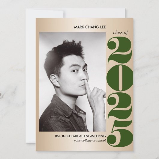 GOLD YEAR | DARK GREEN UNI FOTO ABSCHLUSS KARTE (Vorderseite)