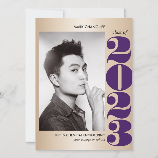 GOLD YEAR | FOTO für LILA UNI ABSCHLUSS Karte (Vorderseite)