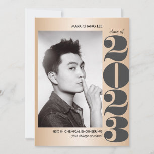 GOLD YEAR   GRAY BOLD UNI FOTO ABSCHLUSS KARTE