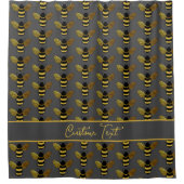 GOLD YELLOW BLACK BUMBLEBEE PATTERN BEE GRAY BROW DUSCHVORHANG (Vorderseite)