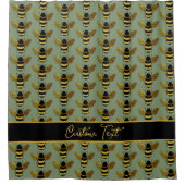 GOLD YELLOW BLACK BUMBLEBEE PATTERN TEXT WURDE GRE DUSCHVORHANG (Vorderseite)