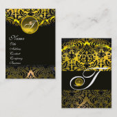 GOLD YELLOW BLACK TOPAZ DAMASK MONOGRAMM VISITENKARTE (Vorne/Hinten)
