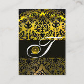 GOLD YELLOW BLACK TOPAZ DAMASK MONOGRAMM VISITENKARTE (Rückseite)