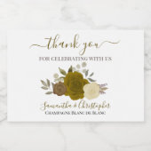 Gold & Yellow Boho Rose Hochzeit Danke Mini Schaumweinetikett (Einzelnes Label)