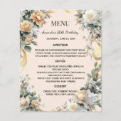 Gold yellow florals ribbon menu card (Vorderseite)