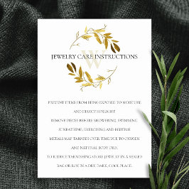 GOLD YELLOW FOLIAGE MONOGRAM JEWELRY CARE CARD VISITENKARTE