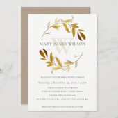 GOLD YELLOW FOLIAGE WREATH BRAUTPARTY CARD DANKESKARTE (Vorne/Hinten)