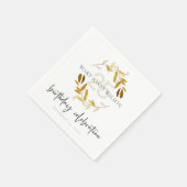 GOLD YELLOW FOLIAGE WREATH JEDES ALTER 25. GEBURTS SERVIETTE (Ecke)
